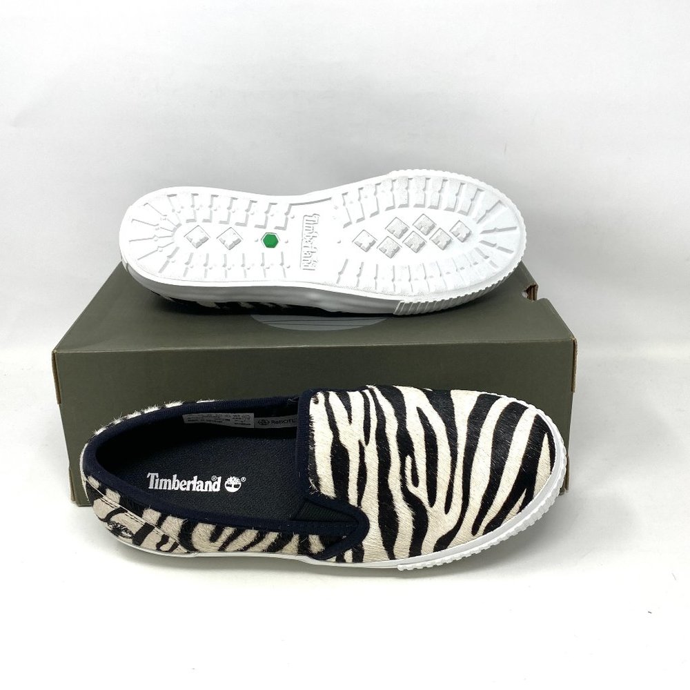 Timberland BX2 WOMEN SKYLA BAY SLIP ON ZEBRA LEATHER Black White TB 0A2GW6 BX2 - Picture 5 of 10
